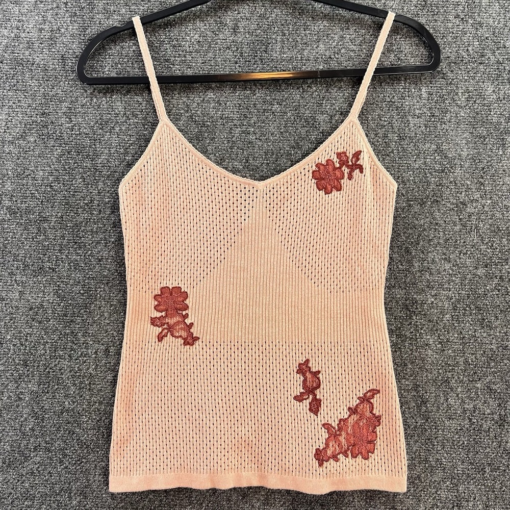 VTG Y2K BCBG MAXZRIA Knit Camisole Sz M Silk/Wool Pink Coquette Romantic Flirty